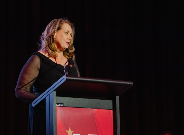 2025 Excellence in Volunteer Management Award recipient, May Bowden from Vinnies WA, giving a speech after receiving her award
