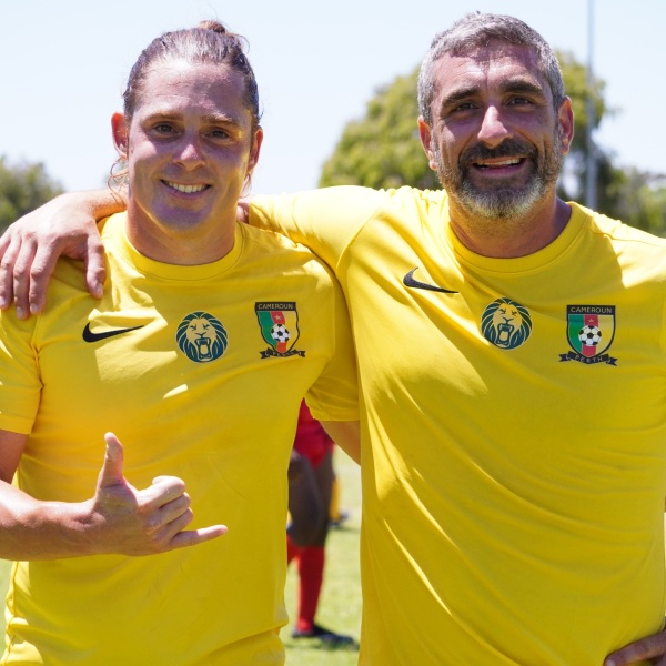 Two athletes standing together
